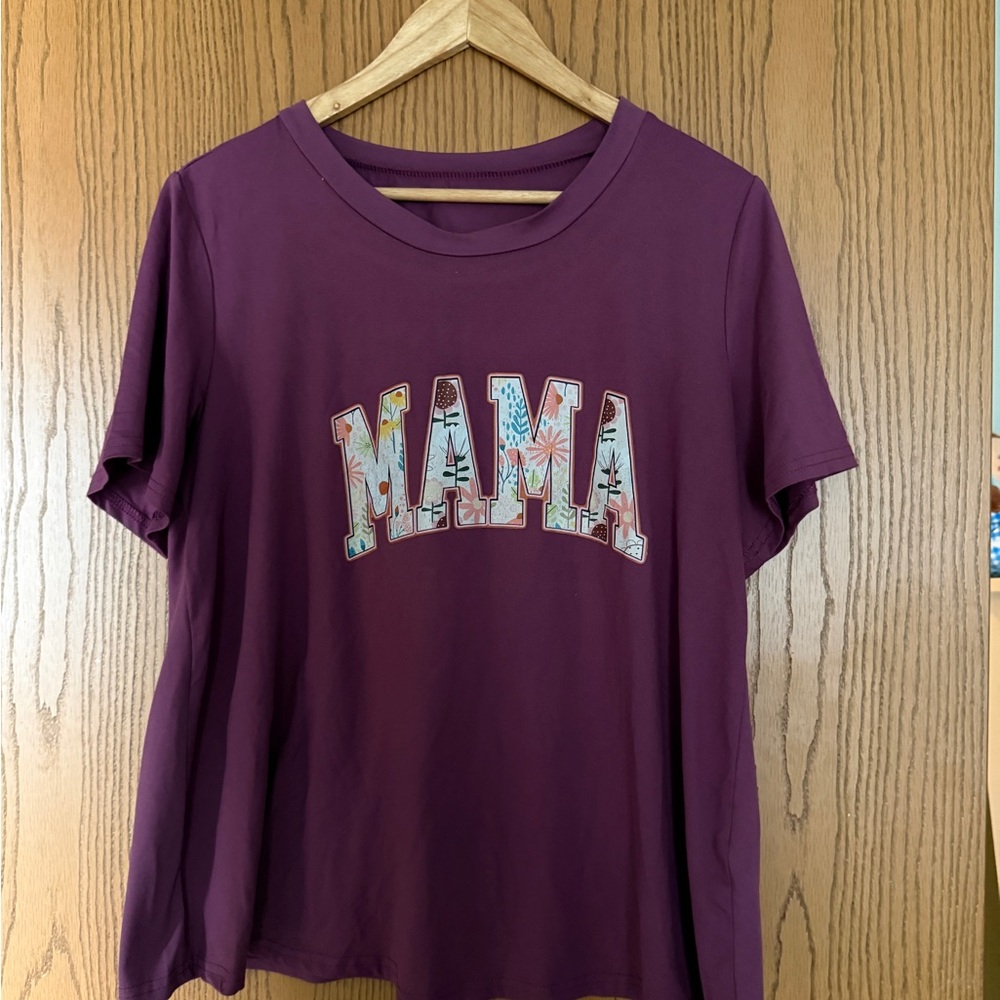 SHEIN Purple 'MAMA' Short Sleeve Tee